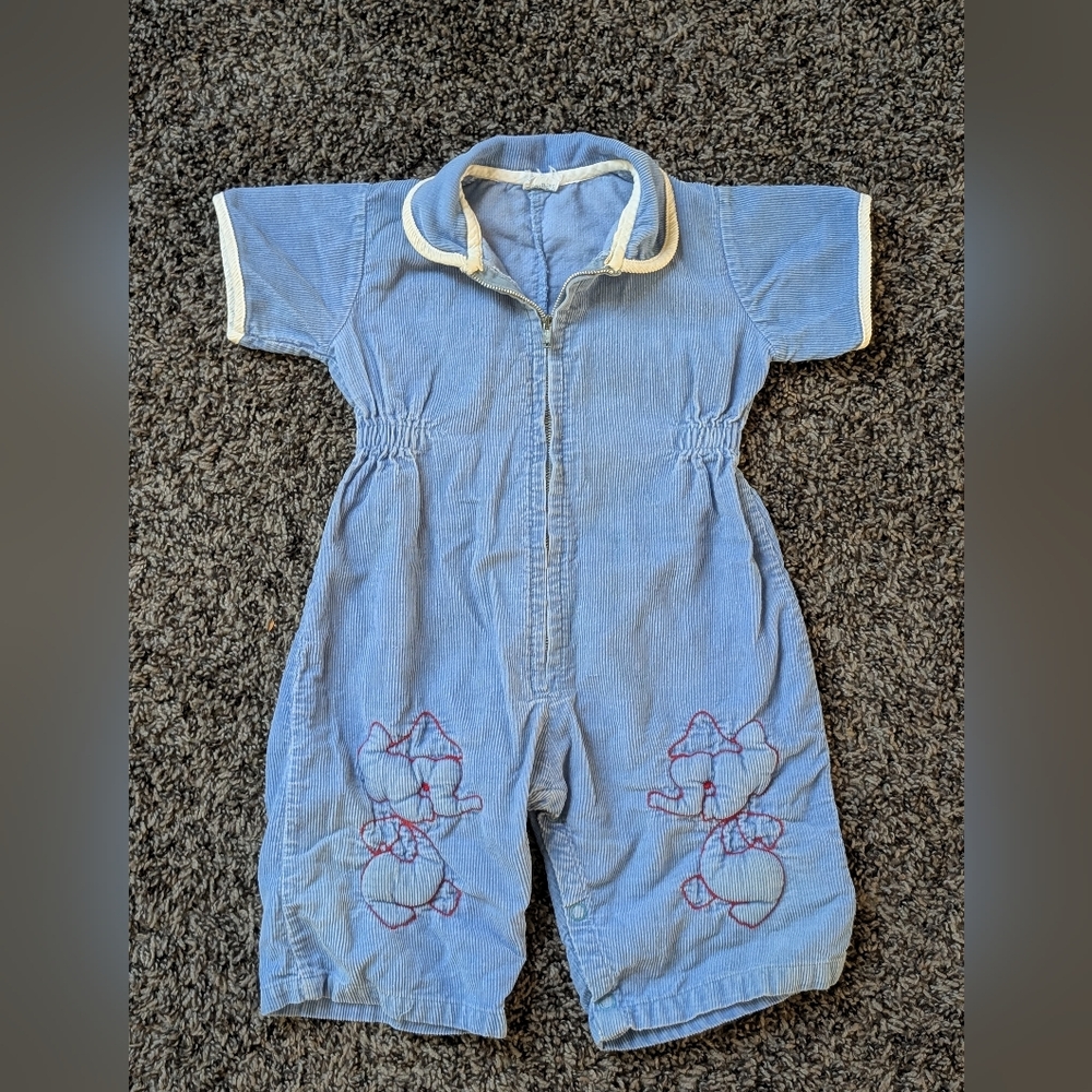 Blue Kids Romper with Embroidered Design